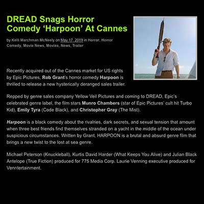 DREAD Snags Horror Comedy ‘Harpoon’ At Cannes